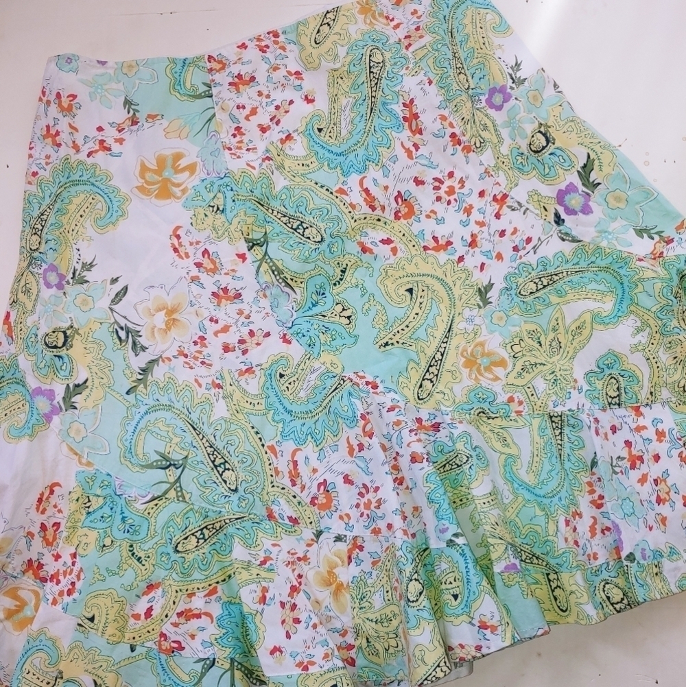 David Brooks Cotton Paisley Floral Skirt 12